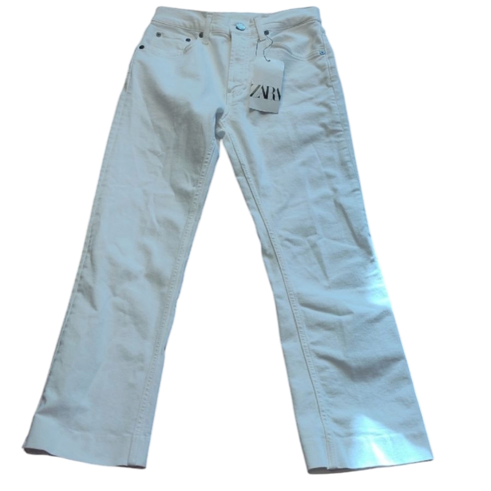 ZARA White The Cropped Bootcut Jeans Size 2/34